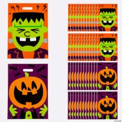 12 1/2 X 17 Bulk Halloween Character Plastic Trick-or-Treat Goody Bags - 50 Pc.