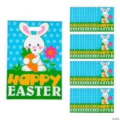 12 1/2 X 17 Bulk Large Happy Easter Plastic Goody Bags - 50 Pc.