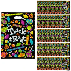 12 1/2 X 17 Bulk Large Sweet Halloween Trick-Or-Treat Plastic Goody Bags - 50 Pc.