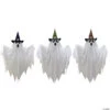 28 Hanging Ghosts With Witch Hat Decoration Set - 3 Pc.