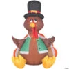48 Blow Up Inflatable Happy Turkey With Vest Outdoor Yard Decoration