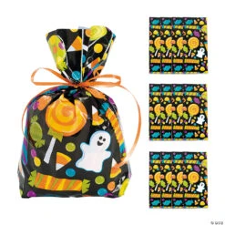 5 X 11 1/2 Halloween Ghost Cellophane Treat Bags - 12 Pc.