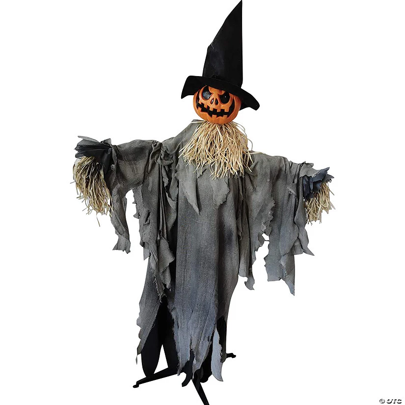 6' Scarecrow Pumpkin With Hat Animated Prop 1 6' Scarecrow Pumpkin With Hat Animated Prop