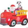 61 Blow Up Inflatable Santa Driving Fire Truck Outdoor Yard Decoration