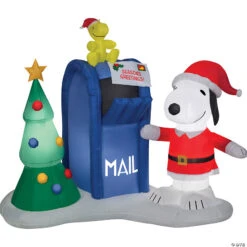 68 Blow Up Inflatable Peanuts Snoopy & Woodstock With Mailbox Outdoor Yard Decoration