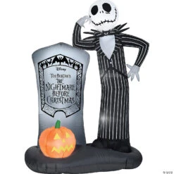 72 Blow Up Inflatable Jack Skellington With Tombstone Outdoor Halloween Yard Decoration