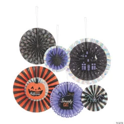 Basic Boo Hanging Fans Halloween Decorations - 6 Pc.