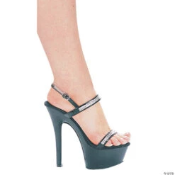 Black & Rhinestone Diamond High Heel Shoes - Size 6