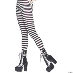 Black & White Striped Plus-Size Tights