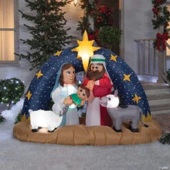 Blow Up Inflatable Snowy Night Nativity Outdoor Yard Decoration -Halloween Costumes Sale blow up inflatable snowy night nativity outdoor yard decorationss118905g a02