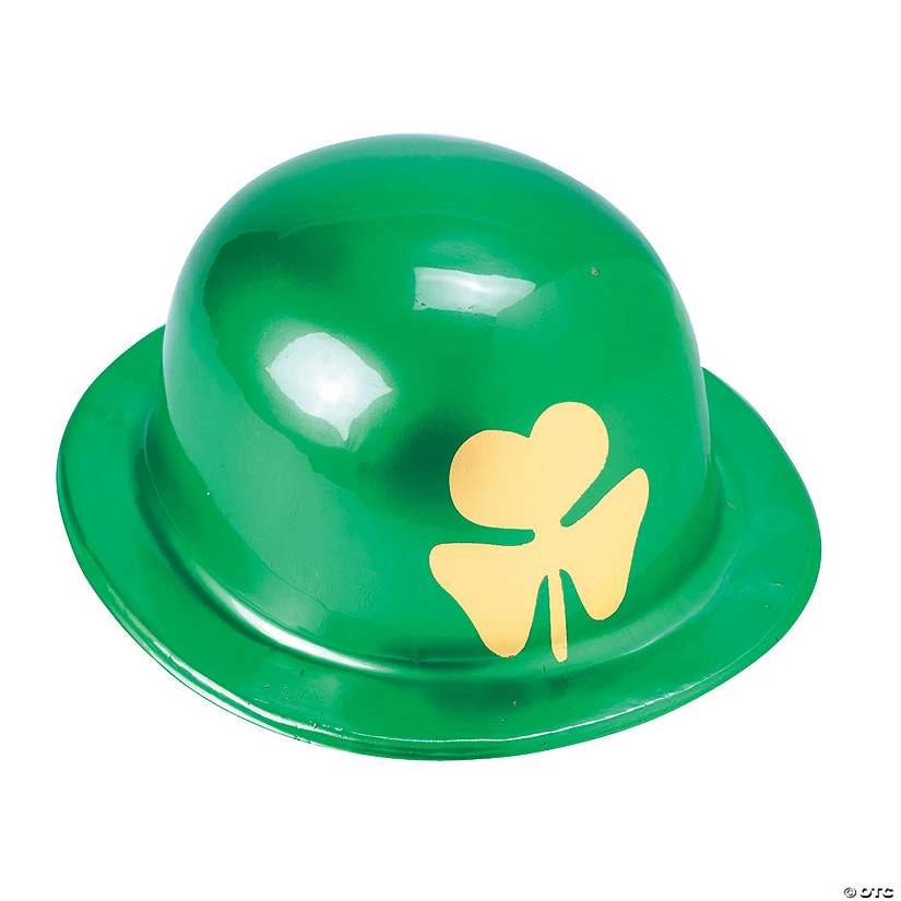 Derby Hats With Gold Shamrock Print - 12 Pc. 1 Derby Hats With Gold Shamrock Print - 12 Pc.
