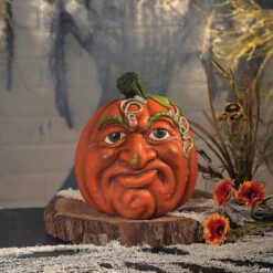 Expressive Pumpkin Frown Resin Fall Decoration