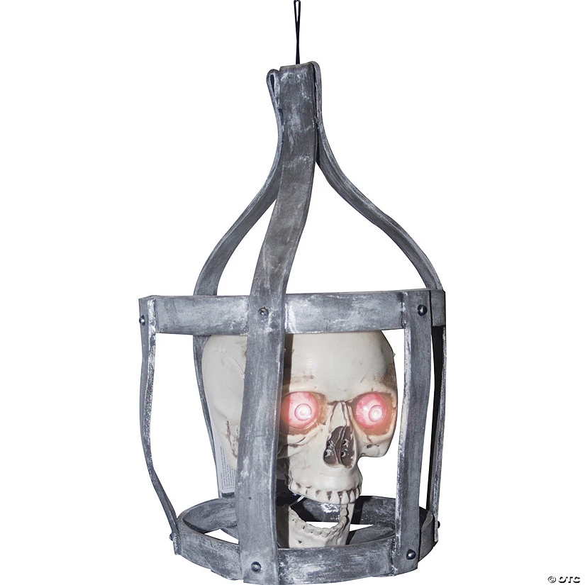 Hanging Talking Skull In Cage Decoration 1 Hanging Talking Skull In Cage Decoration