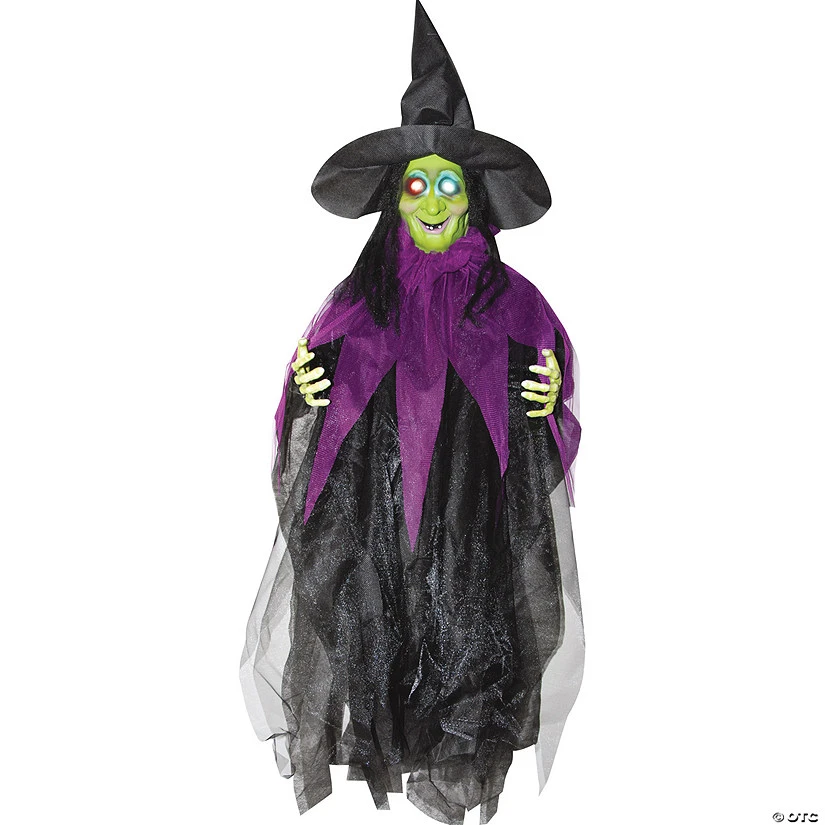 Hanging Witch With Glowing Eyes Decoration 1 Hanging Witch With Glowing Eyes Decoration