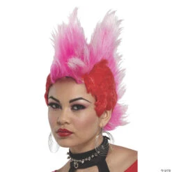 Red & Hot Pink Double Mohawk Wig