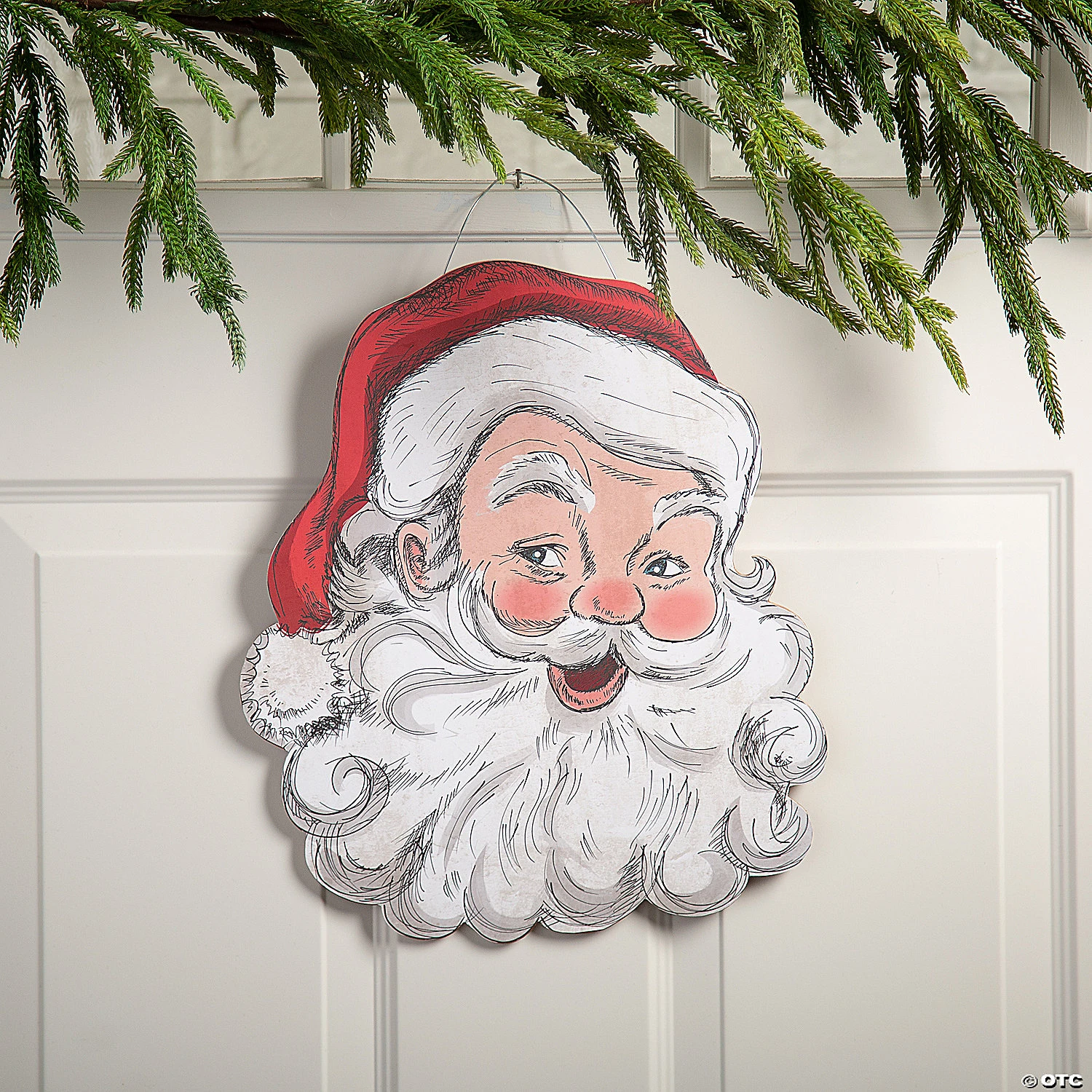 Retro Vintage 1950s-Style Santa Door Sign 1 Retro Vintage 1950s-Style Santa Door Sign