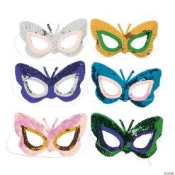 Sequin Butterfly Masks- 12 Pc.