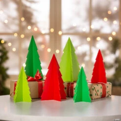 Slotted Christmas Tree Tabletop Decorations - 6 Pc.