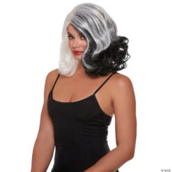 Split Hues Glam Wig Black White -Halloween Costumes Sale split hues glam wig black whiterl12306bw a03
